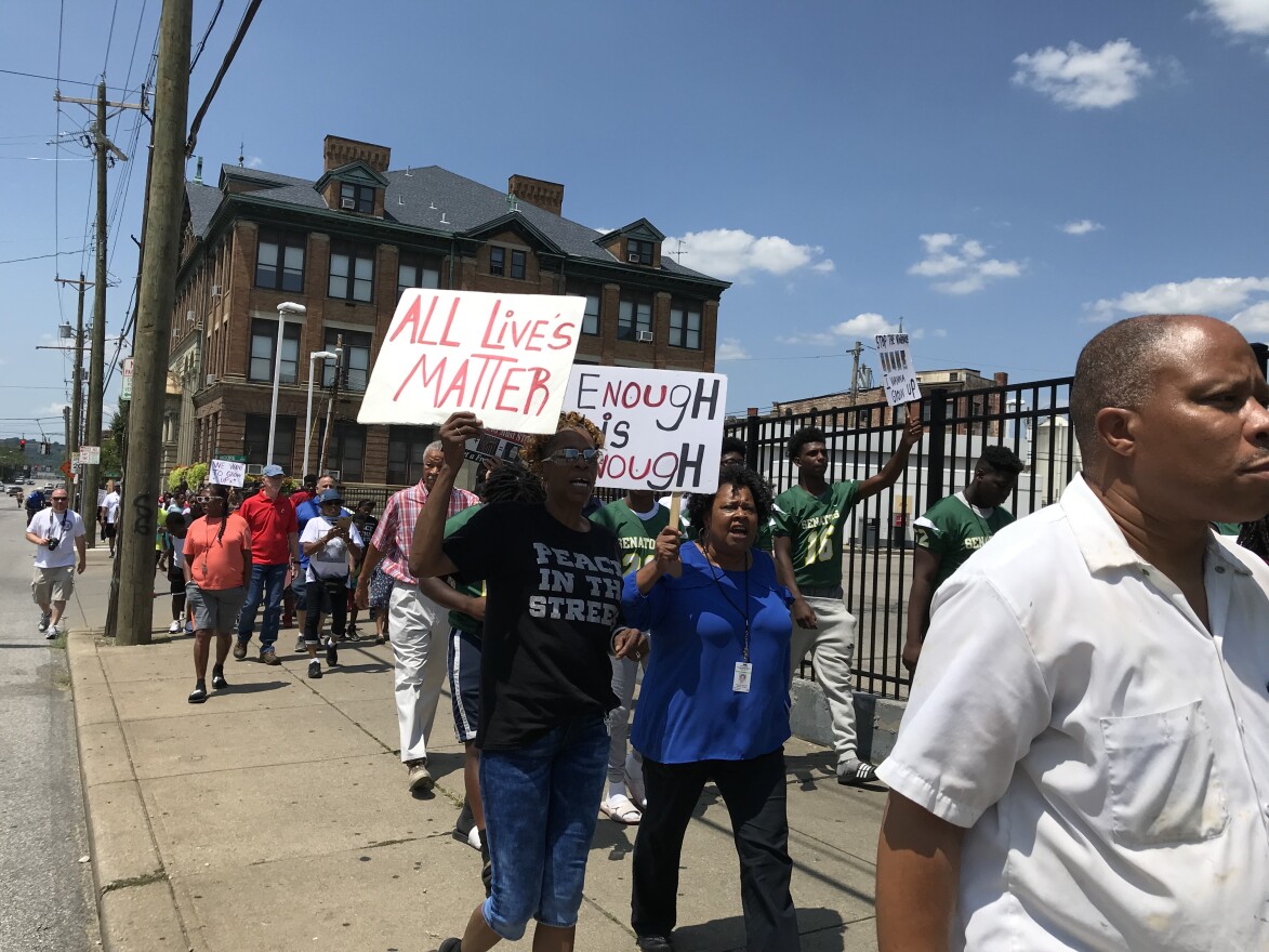 About 100 people participtated in a march against violence Thursday in Over-the-Rhine.